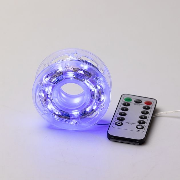 Гірлянда світодіодна біла Роса білий дріт з пультом 50м. 500 лед.