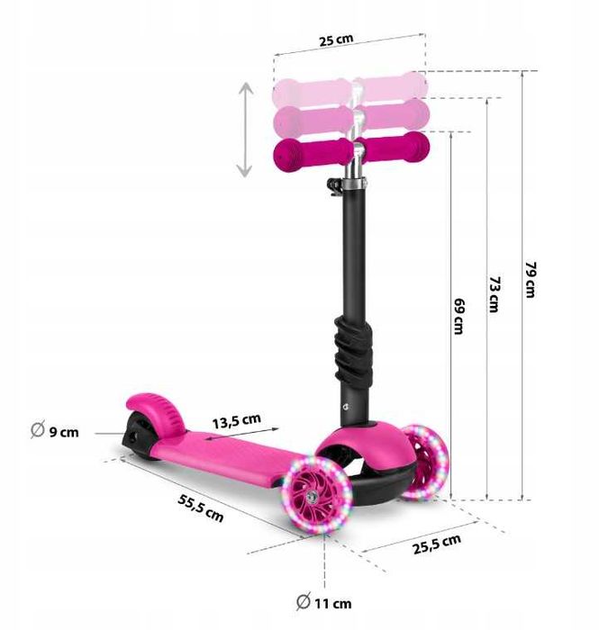 Hulajnoga trójkołowa balansowa różowa biedronka 3w1 dla dzieci