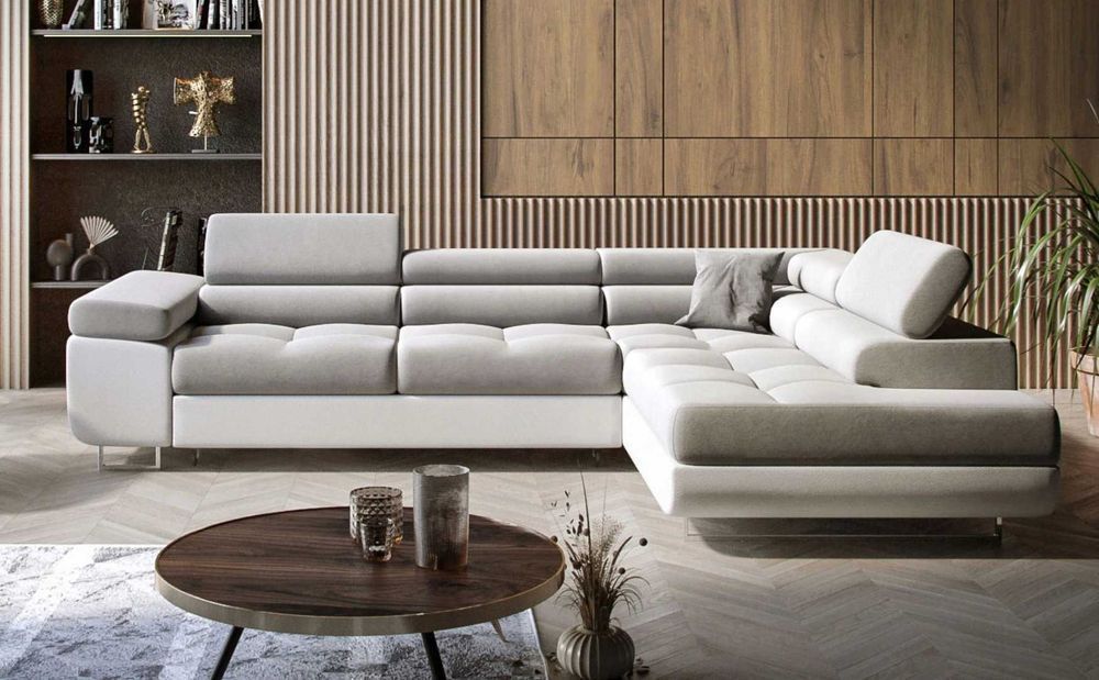 Rozkładany Narożnik MALMO L kanapa sofa REGULOWANE ZAGŁÓWKI łóżko