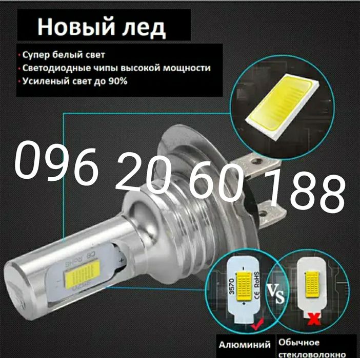 ‼️Розпродаж ‼️останіх пар Лед лампи H7. H4. Led h7. Біле світло. Діодн