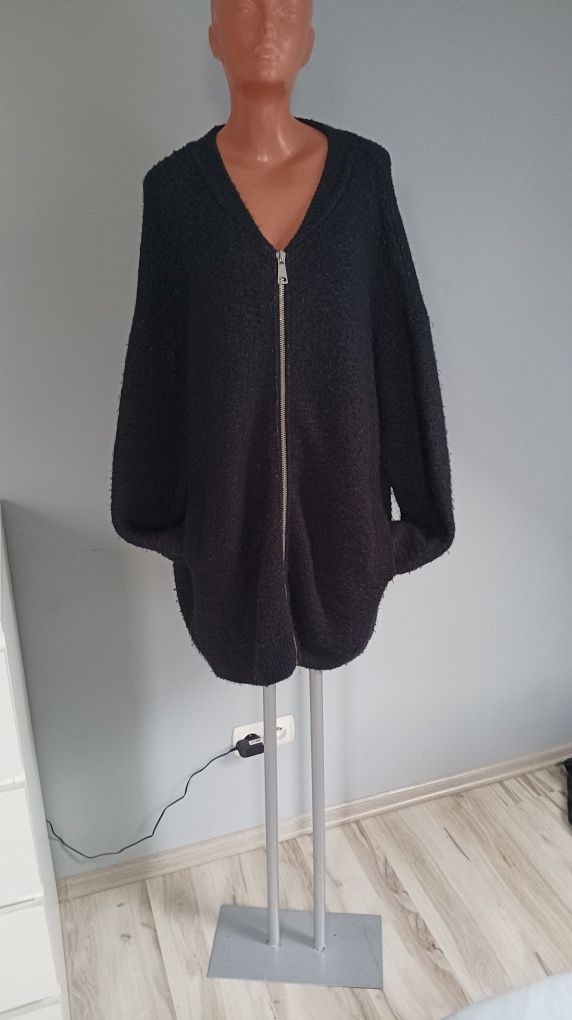 M 38 L 40 Zara sweter swetr rozpinany zamek długi kieszenie puchacz op