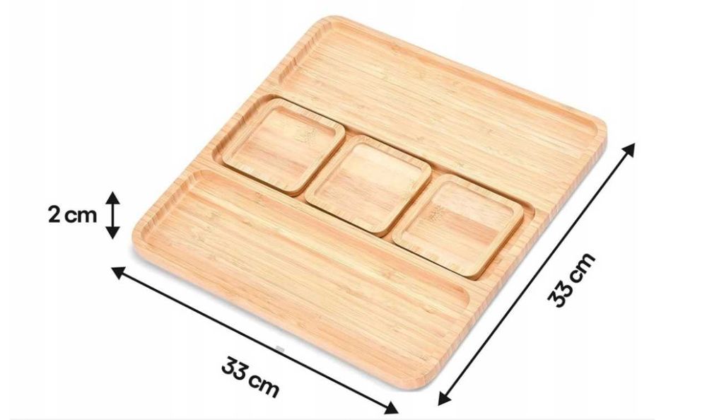 DESKA TACA do serwowania serów przekąsek patera 33x33 cm drewniana