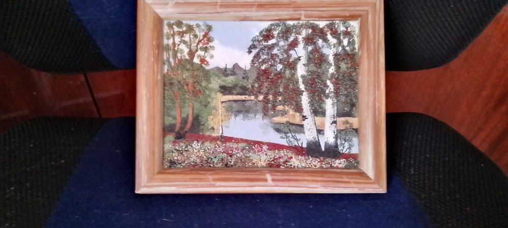 Картина из натуральных камней и самоцветов.Пейзаж.