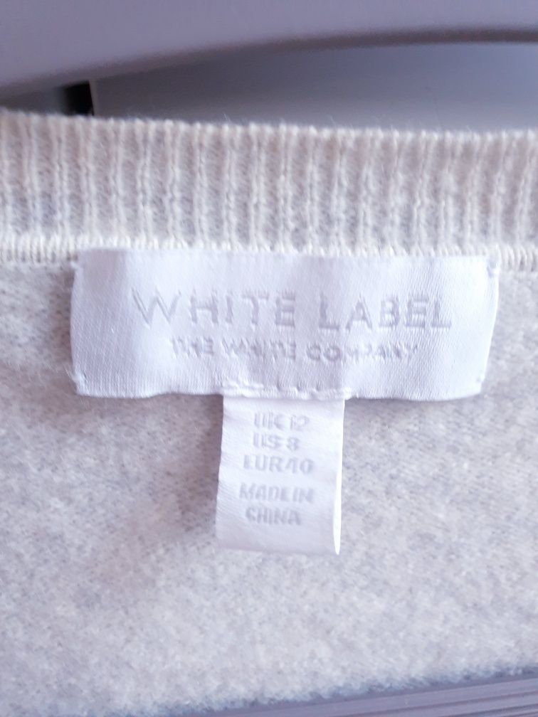 Wełniany sweter narzutka 36 wełna merino  White Label