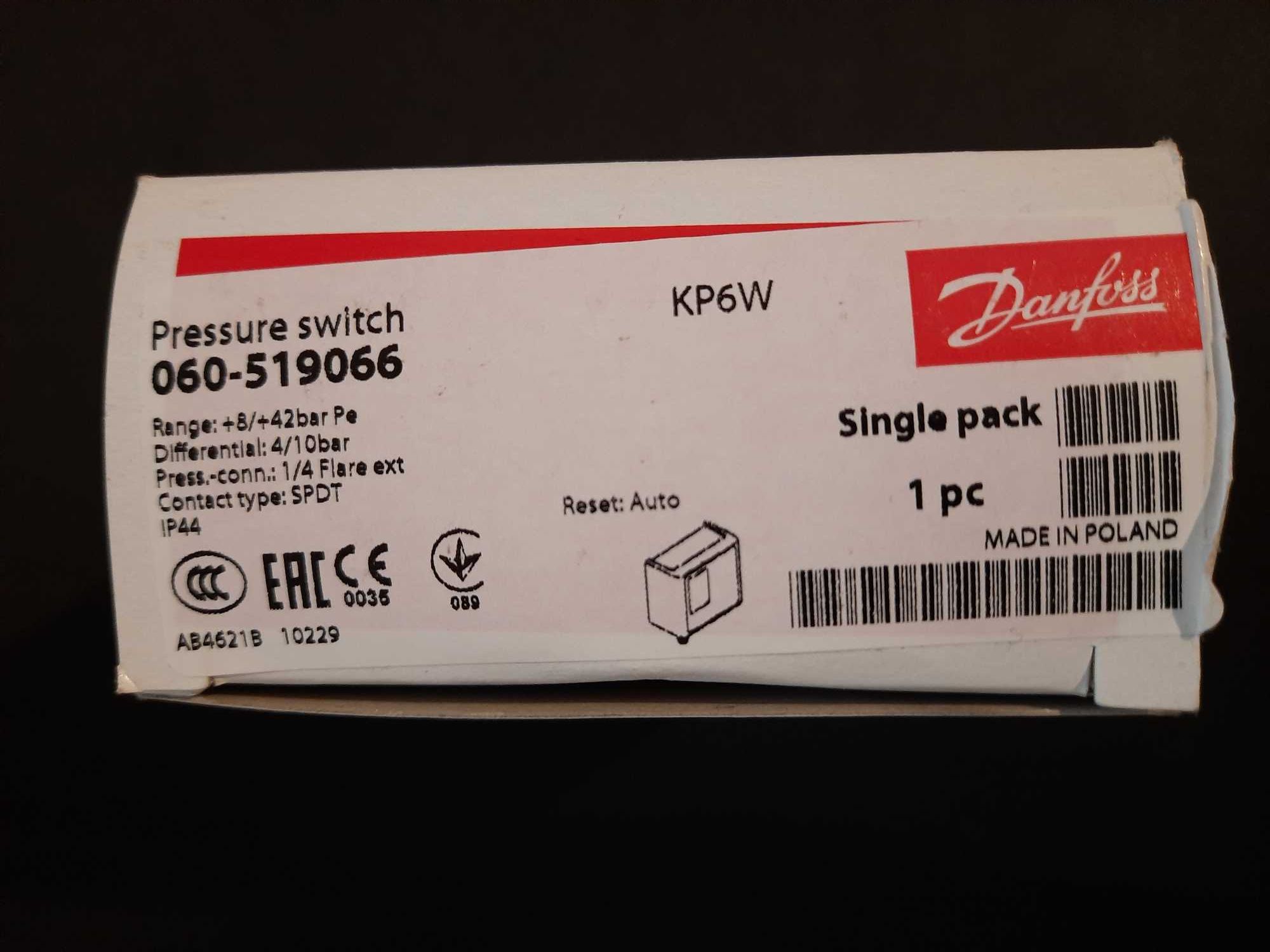 НОВИЙ! Реле тиску DANFOSS / KP6W / 060-519066, (4...10 bar)