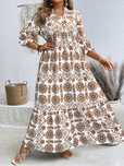Sukienka Maxi Letnia Boho Rozkloszowana Z Rękawem 3/4 Casual Shein 4Xl