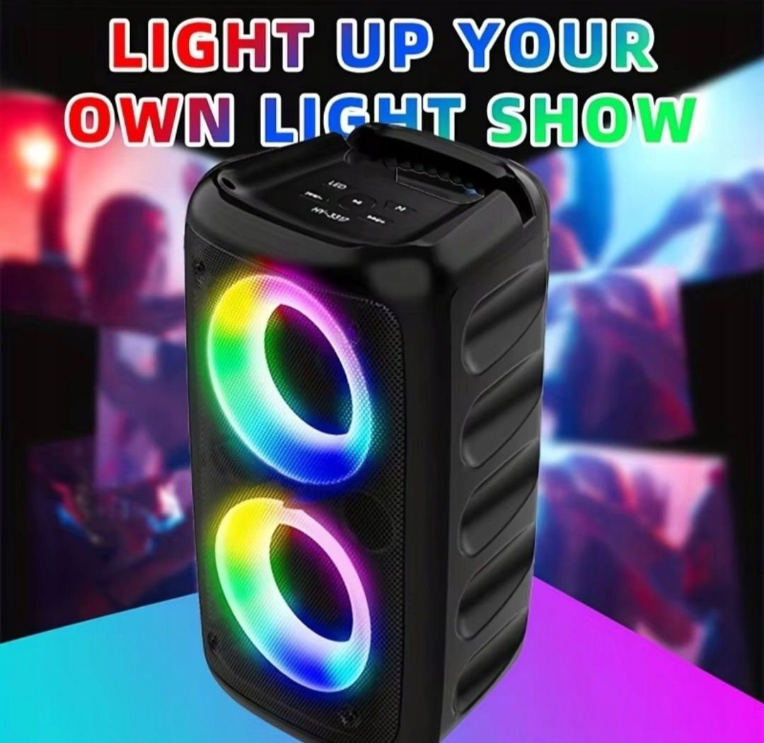 Głośnik bezprzewodowy przenośny 2w1 LED USB mikrofon bluetooth kolumna