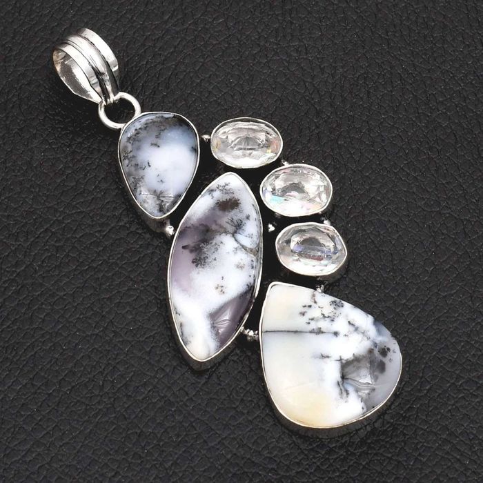 zawieszka, wisior kamień
dendryt opal, topaz. Próba 925