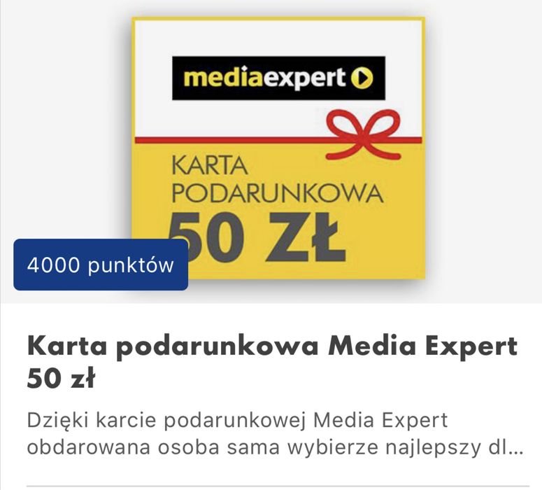 Karta podarunkowa 50 zł (m.in. media expert, empik)