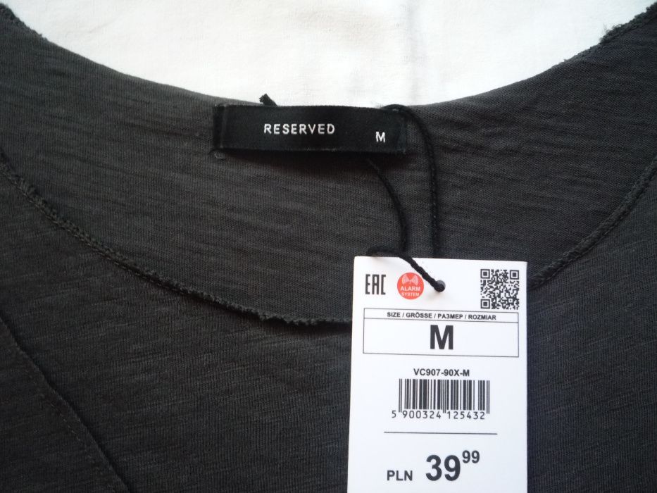 NOWA Reserved 38/M Bluzka Szara Grafitowa Bawełna Efektowna