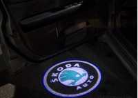 Логотип подсветка двери Шкода Skoda Плафон подсветки двери 2шт