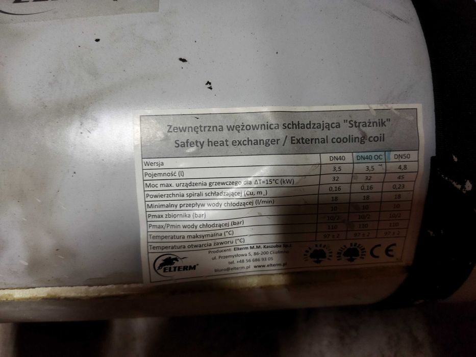 Strażak Zewnętrzna Wężownica schładzając kocioł