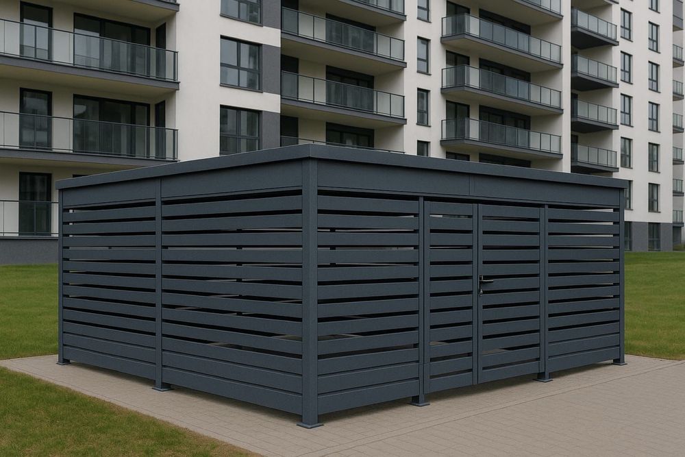 Wiata śmietnikowa altana 4x3 4x4 4x5 5x6 5x7 stalowa panelowa alu