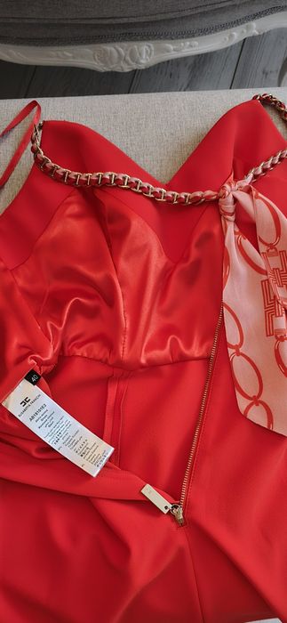 Sukienka ekskluzywna z jedwabną apaszką. Elisabetta Franchi rozmiar wł