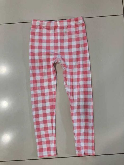 Różowo-białe legginsy w kratkę Sinsay 116