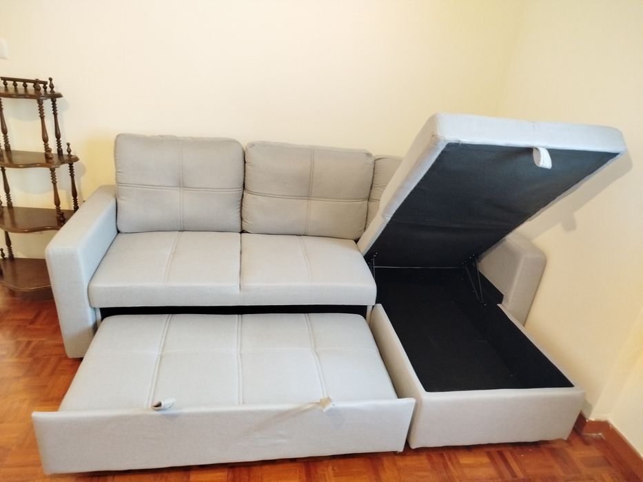 Sofá cama com chaise longue