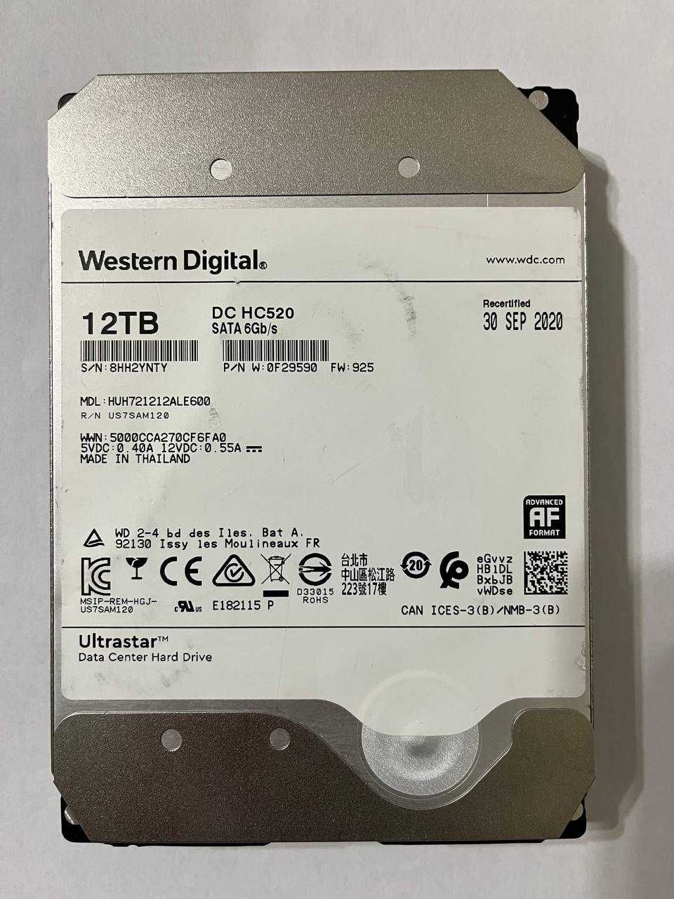 Жесткий Диск Western Digital DC HC520 12TB SATA III (HUH711212ALE600)