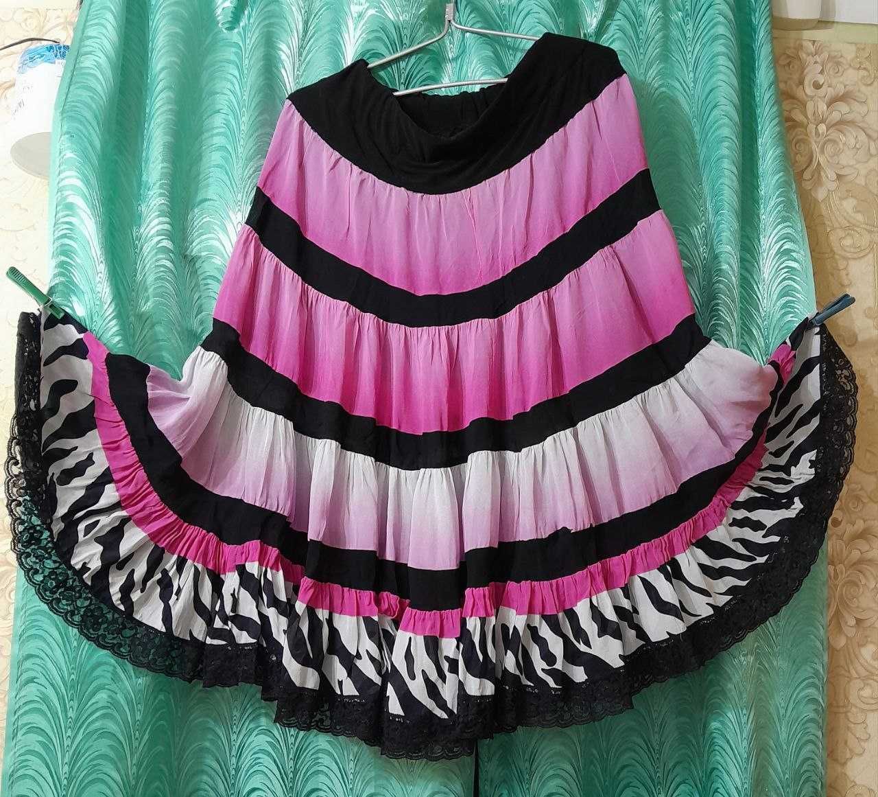 Модные юбки с оборками в 4 яруса (XL-XXL)