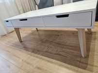 Biały Stolik stół kawowy ława z szufladami styl skandynawski 120x60x45