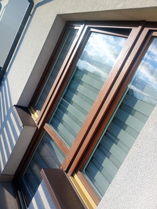 Okno 200cm x 145cm drzwi 200cm x 200cm drewniane dąb jasny białe