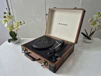 Gramofon 33/45/78 drewno skóra walizka