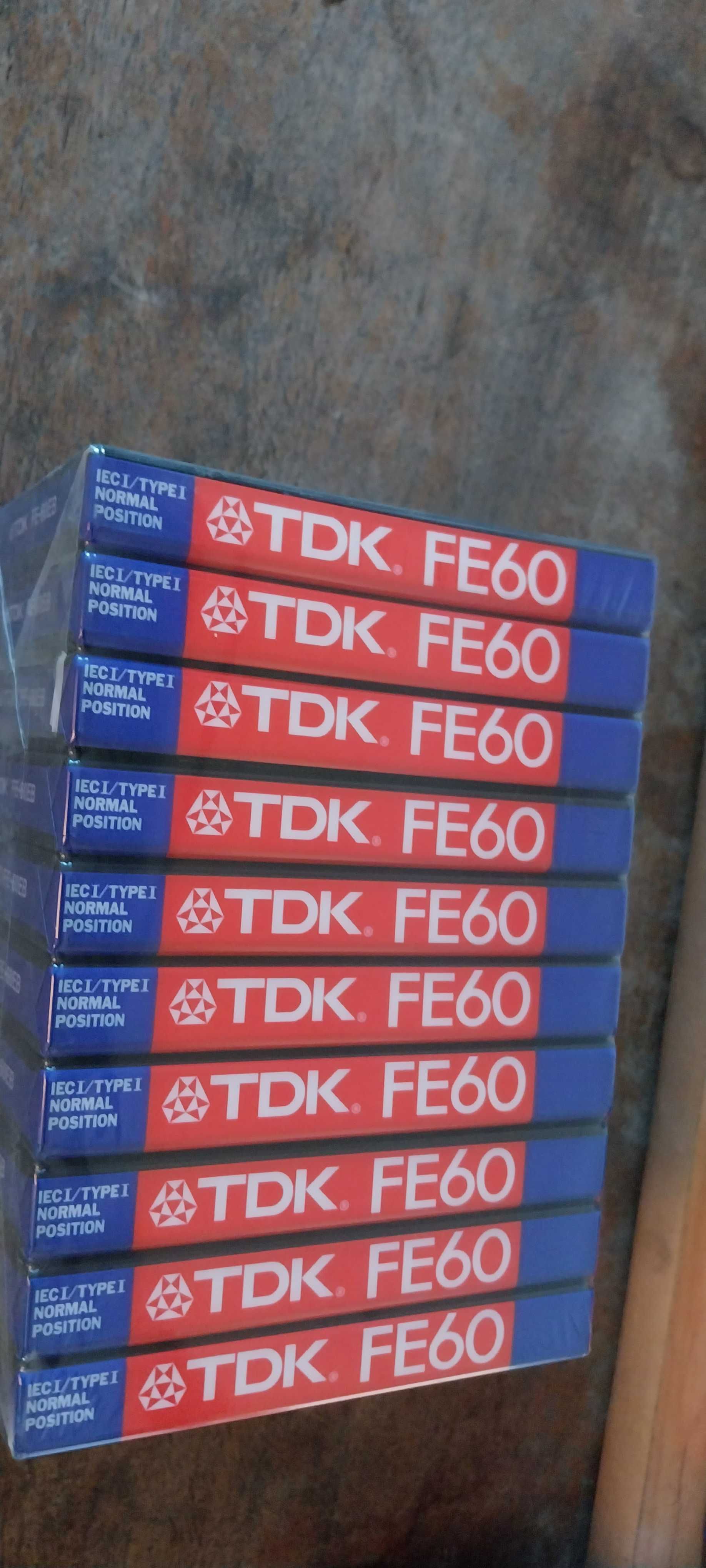 Kasety Audio TDK FE 60 w 10 pak nowe oraz Kasety VHS 240 TDK
