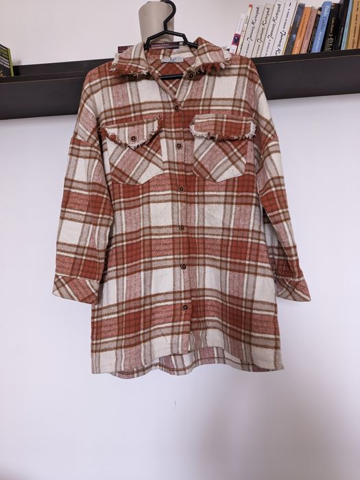 Koszula typu oversize w kratę