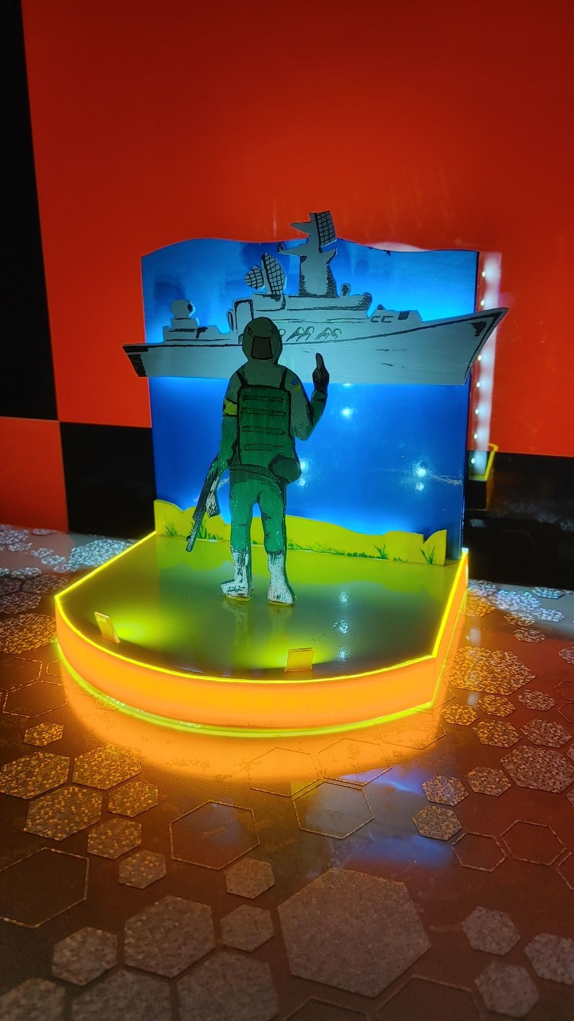 LED нічна лампа, Сувенір 3D Марка "русский корабль" Ручна Робота