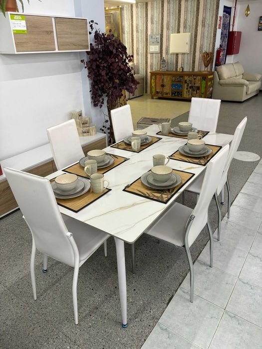 oferta mesa 180x90cm e 6 cadeiras novas