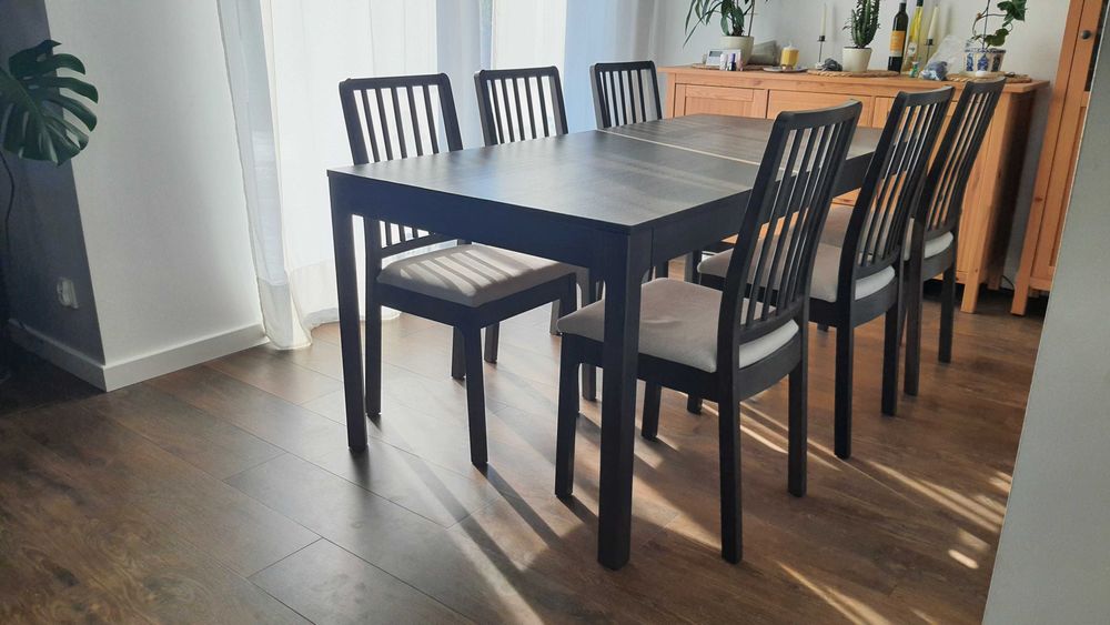 Stół plus 6 krzeseł Ekedalen Ikea 180/240x80