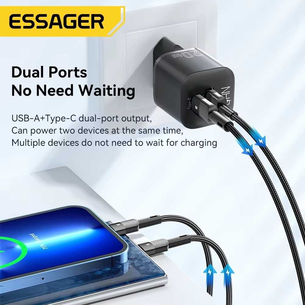 Ładowarka 20W GaN USB-C PD z funkcją szybkiego ładowania QC3.0 Essager