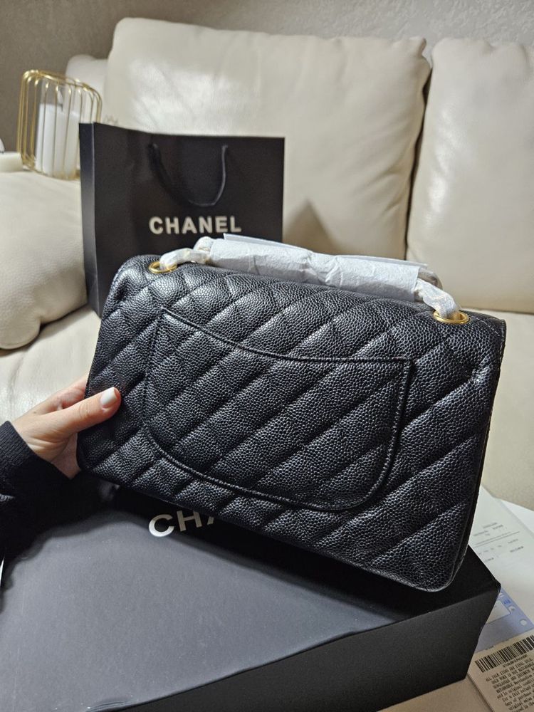Сумка Chanel Double Flap 25.5 шкіра | чорна | золота фурнітура