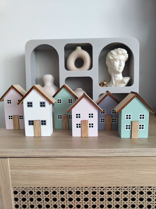 Domek Kamieniczka drewniane pastelowe