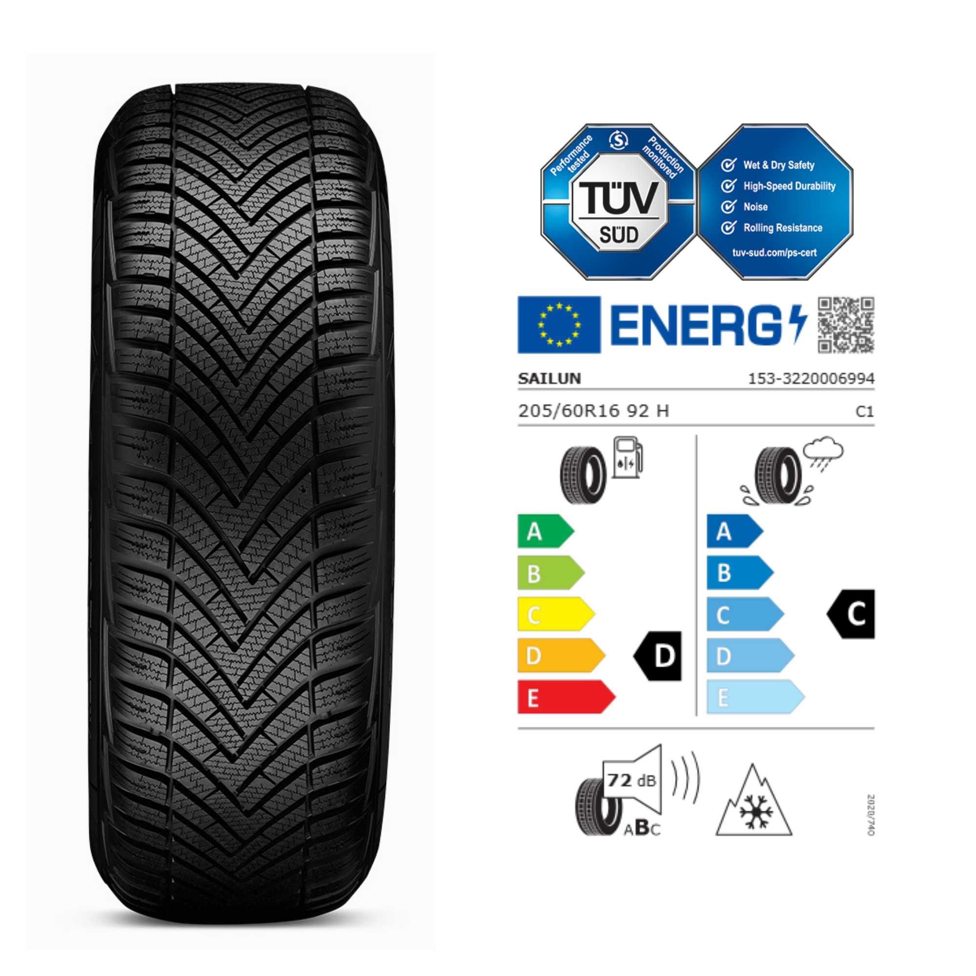 Koła zimowe 16" FIAT PANDA GRANDE C SAILUN 205/60R16 Grafit 4×108