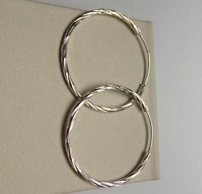 Srebrne kolczyki diamentowane koła 3,5 cm. 1,8 mm.