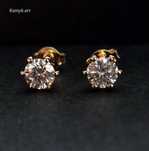 Kolczyki złote 585 dwukolorowe 2x 0.5ct Moissanit GRA CERTYFIKAT