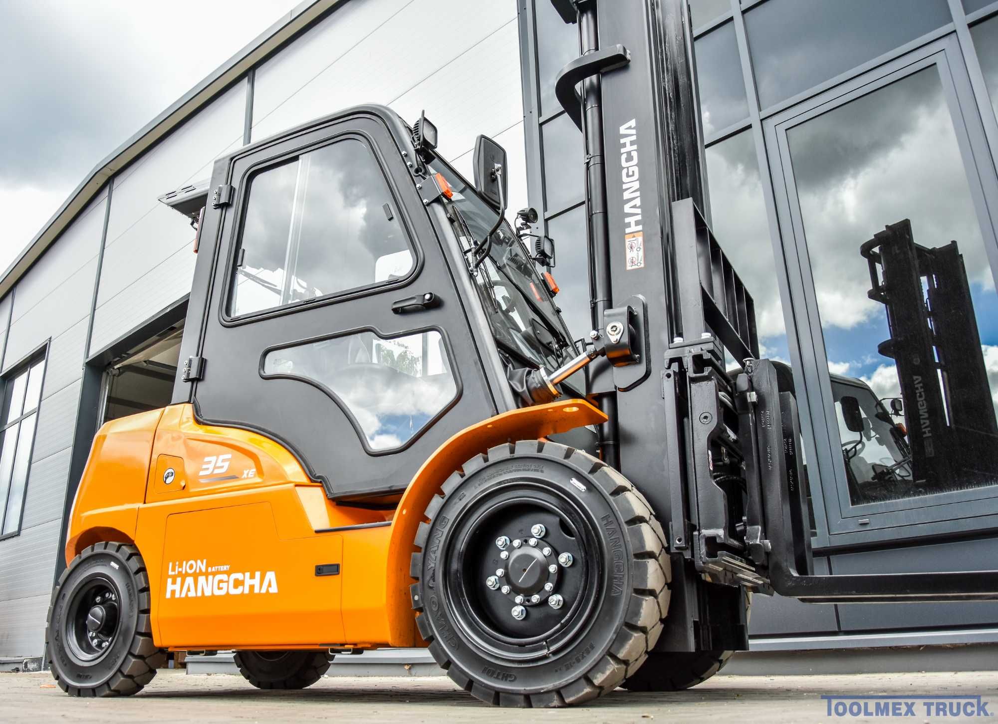 Nowy wózek widłowy elektryczny LI-ION - kabina - 3500 kg - HANGCHA