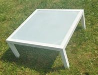 Stolik kawowy ogrodowy aluminiowy biały