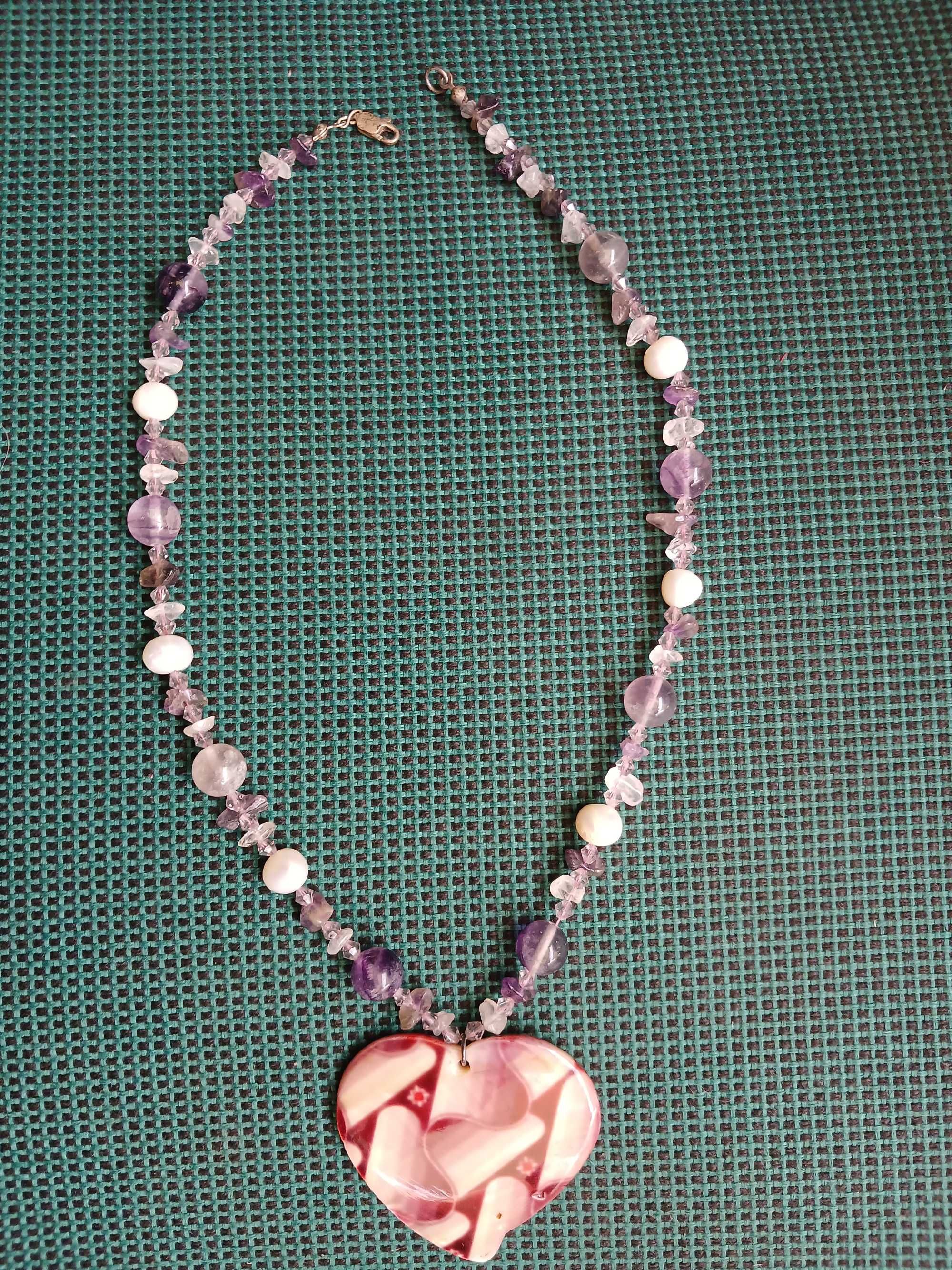 Винтажные бусы аметист жемчуг ракушка намисто перли натуральный камень