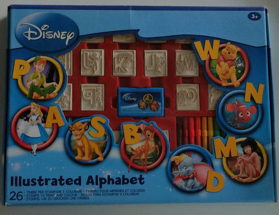 Conjunto c/ Carimbos em Madeira Alfabeto Disney
