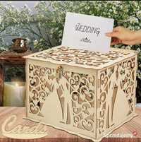 Drewniane pudełko na koperty i prezenty ślubne 30 CM