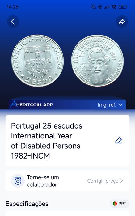 5 Moedas antigas de Portugal