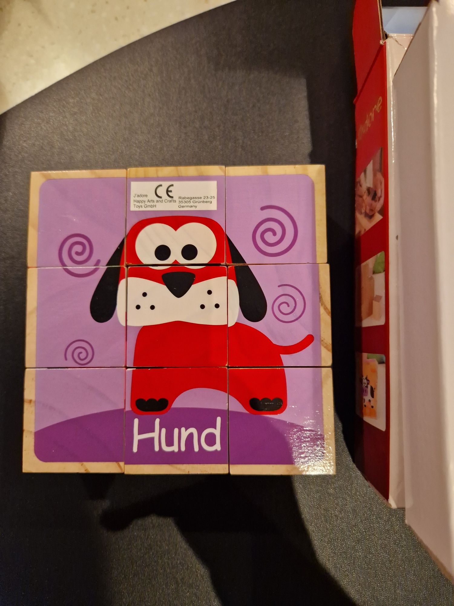Puzzle drewniane układana dla dzieci język niemiecki
