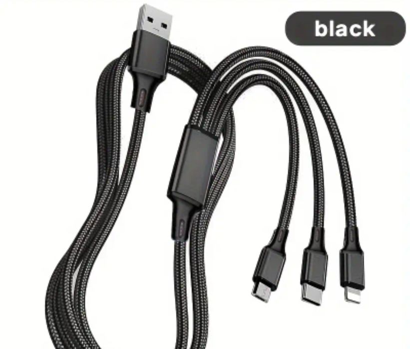 Cabo usb triplo - 3 saidas - usbc - micro usb - iPhone