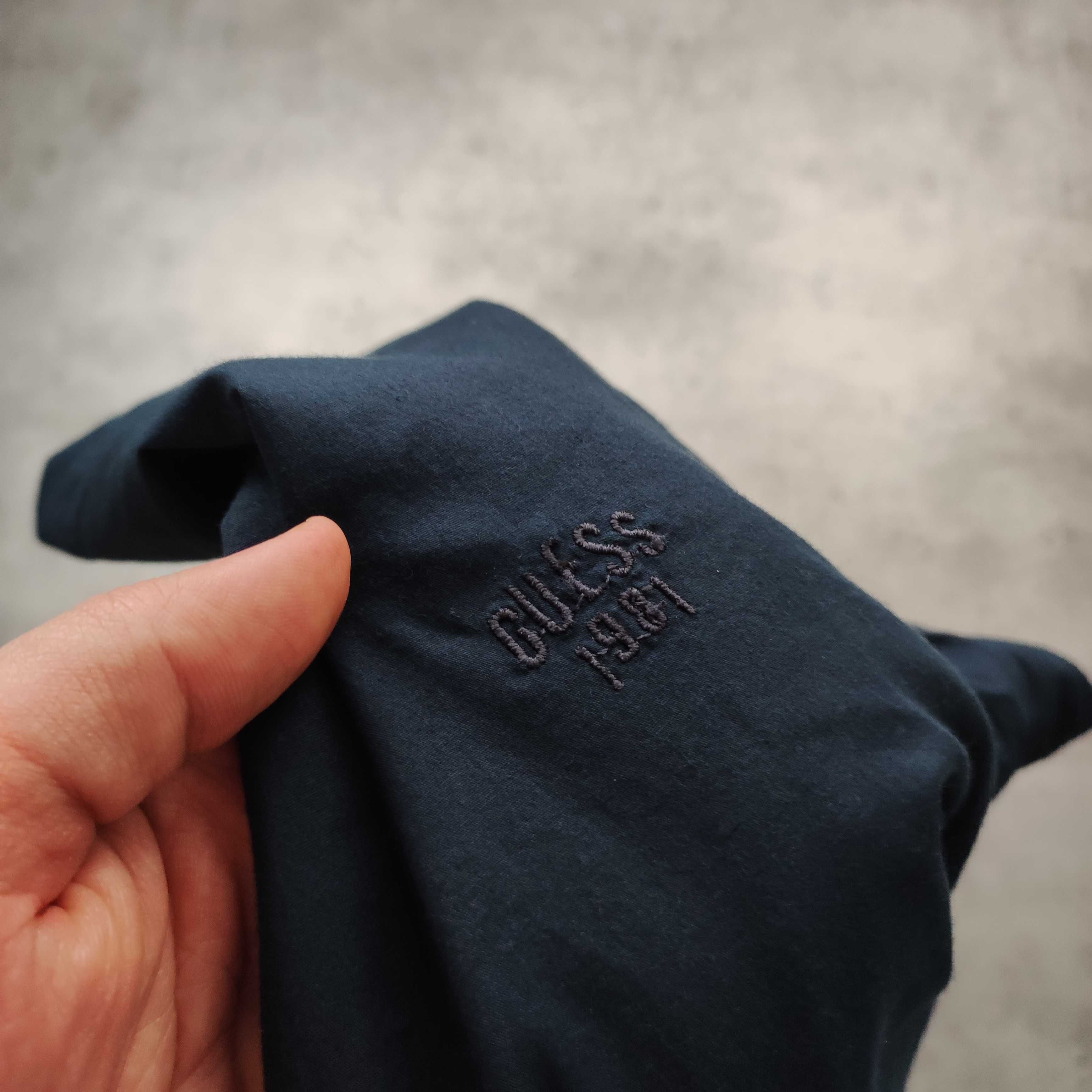 MĘSKA Elegancka Granatowa Koszula PREMIUM Małe Logo Guess USA Bawełna