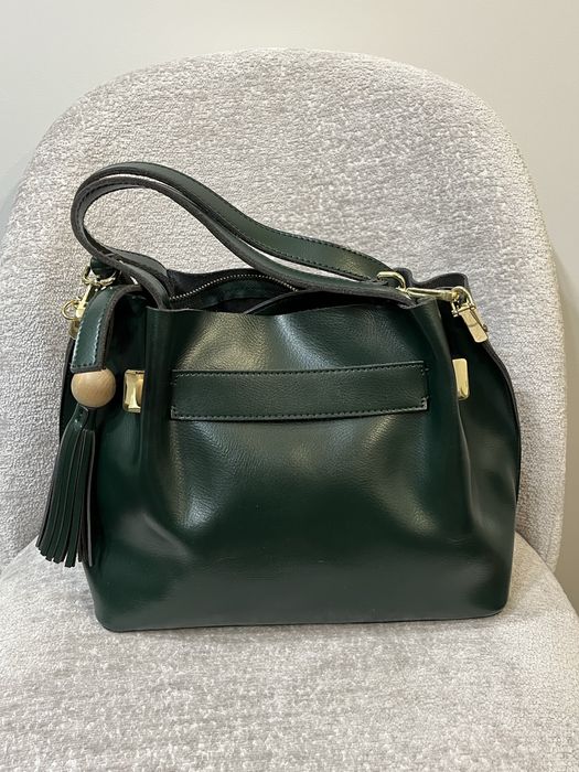 Сумка шкіряна, смарагдового кольору