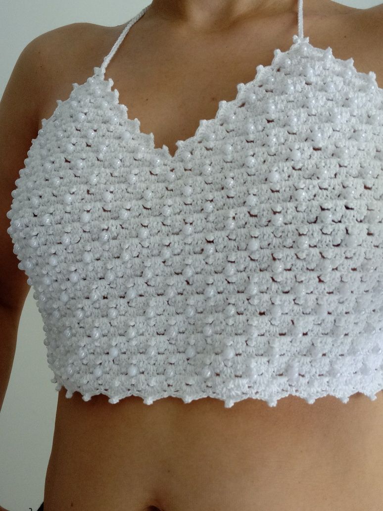 Top  + brincos  com missangas