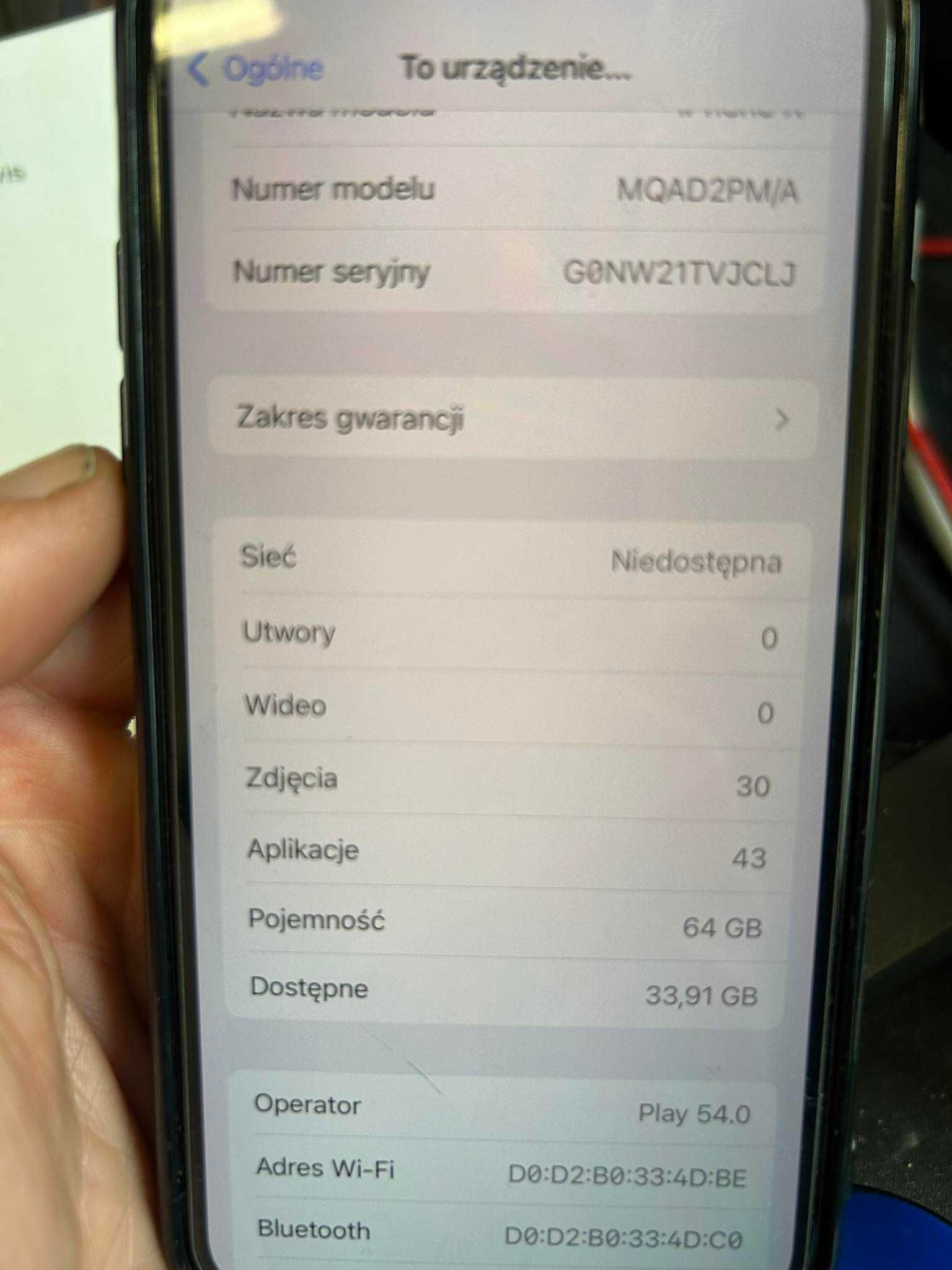 Apple Iphone X 64gb bateria 100% oryginalne pudełko