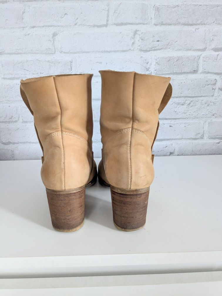 Zapato skórzane botki brązowe karmelowe 38 M