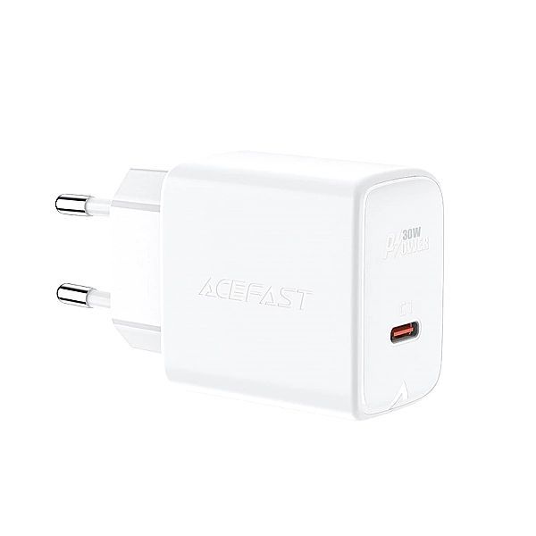 Acefast ładowarka sieciowa GaN Usb Typ C 30w, Pd, Qc 3.0, Afc, Fcp bia